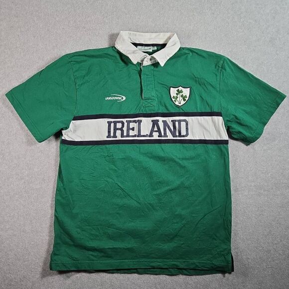 LANSDOWNE IRELAND RUGBY POLO SHIRT LONG SLEEVE MENS SMALL XL - Picture 1 of 9